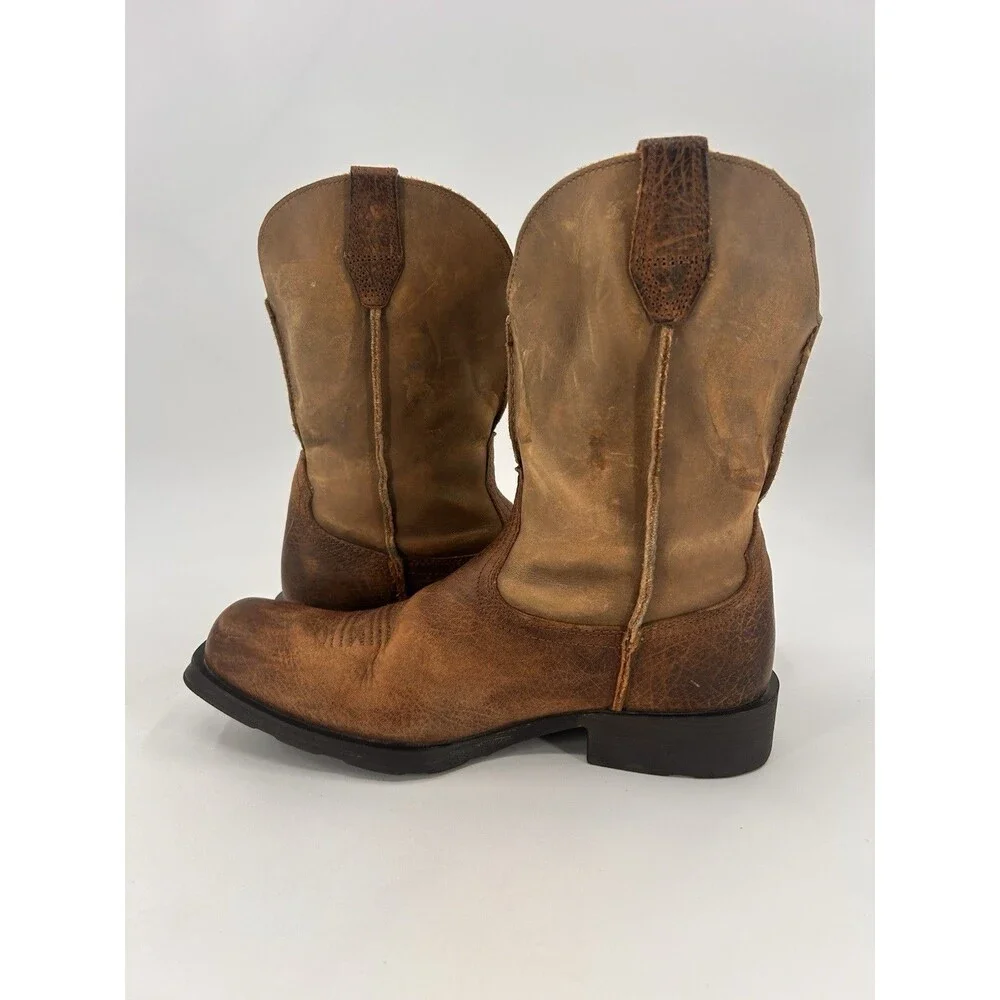 Ariat Rambler Western Boots Brown 2 tone Mens size 11D Square Toe 10002317
